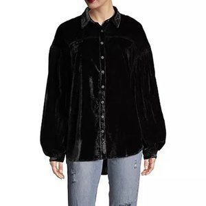 Free People La Luna Velvet Long Sleeve Boho Top